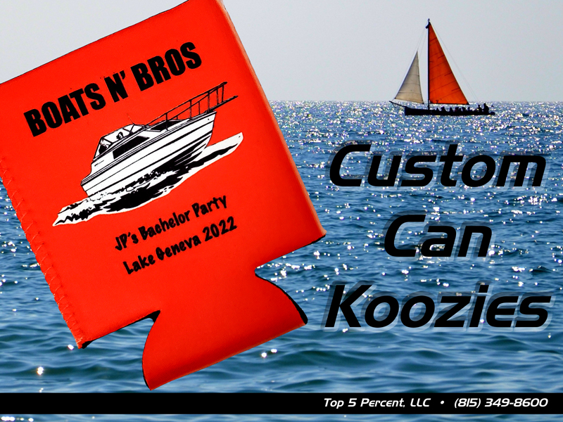 Custom branded can koozies and drink holders for events in Joliet, Will and DuPage County Illinois