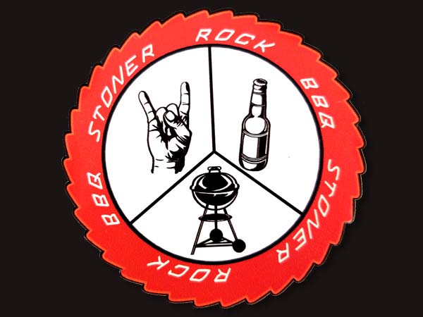 Custom die cut stickers for Stoner Rock BBQ printed in Joliet Illinois