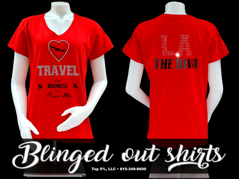 Custom rhinestone t-shirts for events in Joliet, Will and DuPage County Illinois