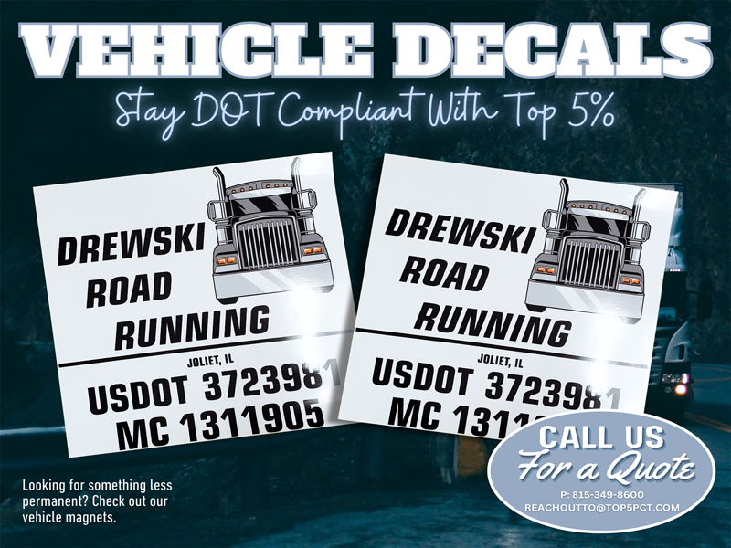 Custom DOT truck signs in Illinois