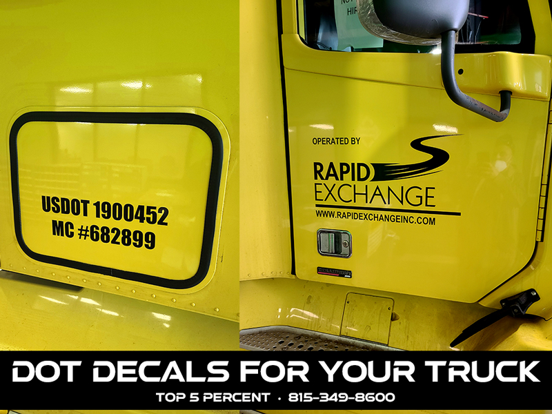 Custom DOT decals for semi trucks in Joliet Illinois