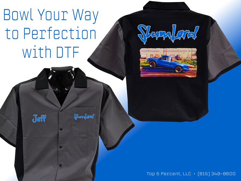 Custom bowling shirts with DTF printing in Joliet Illinois