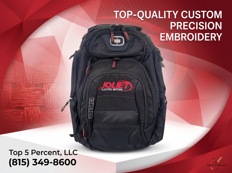 Custom embroidered bag with machine embroidery in Joliet Illinois