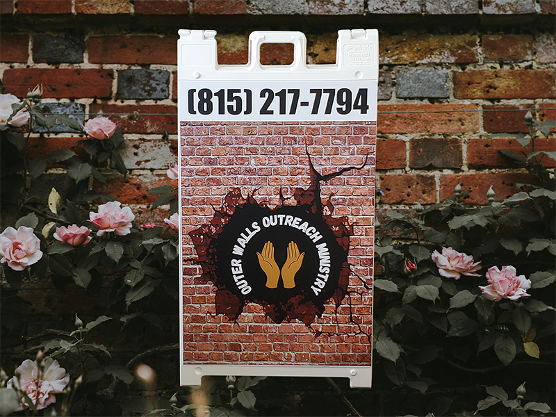 Custom a-frame sidewalk sign for a business in Joliet Illinois