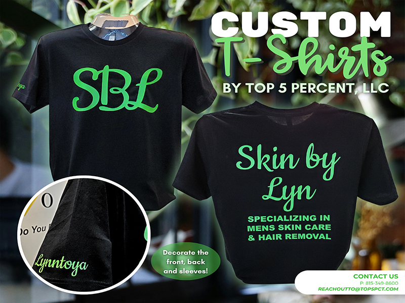 Custom vinyl shirts with heat press lettering made in Joliet Illinois