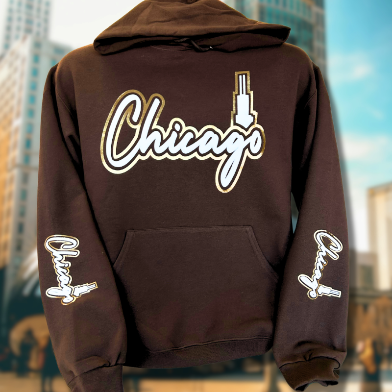 Gold Foil and Puff Chicago Hoodie