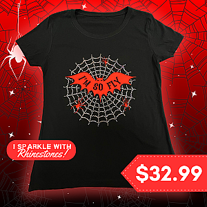 Rhinestone Halloween 'I'm So Fly' Spiderweb &amp; Bat T-Shirt — view 1